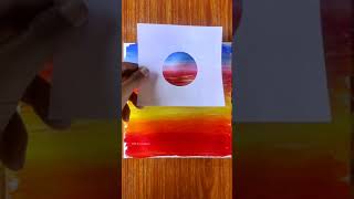 Calm sunset acrylic painting for beginners | Acrylic painting tutorial #shorts