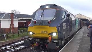 Winter Diesel Gala 88005 departing Bo'ness with 47643