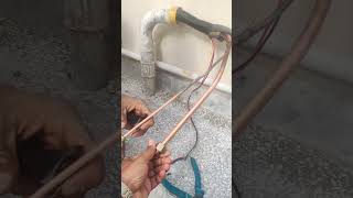 Midea AC fitting copper pipe fitting || copper pipe welding job || Copper pipe fleshing |