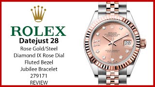 ▶ Rolex Datejust 28 Rose Gold/Steel Rose Diamond IX Dial & Fluted Bezel Jubilee 279171 - REVIEW