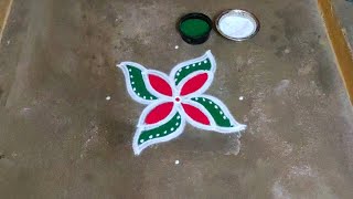 Margazhi madham poo colour kolam designs|5 dots sankranthi muggulu|pongal colour kolam rangoli 2024