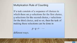 SUNY WCC - Math Resources for Students - Quick Review - Multiplication Rule of Counting