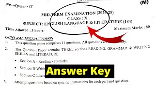 class 10 english mid term question paper 2024 answer key | class 10 english paper morning shift