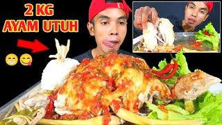 MUKBANG 2 KG AYAM UTUH DI BALUT SAMBAL JAHE PEDAS + NASI + SALADA BOKOR + CABE MERAH