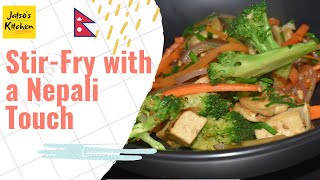 How to cook Nepalese Style Stir-fry | Veg. | Quick and Easy Recipe | In Nepali