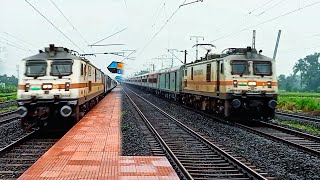 Perfect Crossing Trains WAP-7 Ranchi SHATABDI+Barmer SF+ Chambal+Vibhuti Express Indian Railways