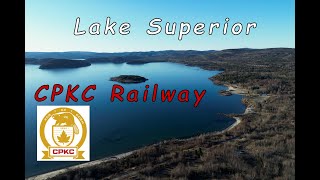 CPKC Trains & Lake Superior aerial views ~ Marathon, Ontario, Canada - April 2024