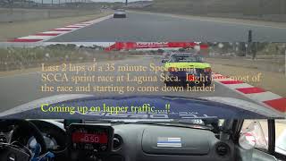 Chaos in the last 2 laps of SCCA Spec Miata race at Laguna Seca!