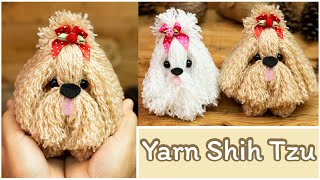 how to make yarnwool dog step by step Shih Tzu - diy wool dog from Yakult Bottle and Wool Yarn