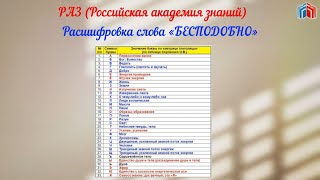 Расшифровка слова БЕСПОДОБНО