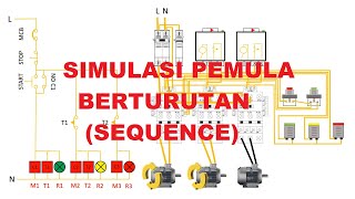 simulasi pemula berturutan (sequence) | kawalan motor elektrik fasa tunggal malaysia