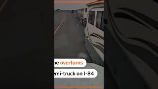 RV Flips Over On Highway #accidenttruck #shorts