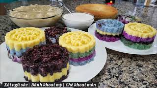 Xôi ngũ sắc | Bánh khoai mỳ| Chè khoai môn dừa sợi| Colorful dessert | Colorful sticky rice