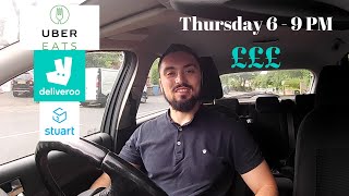 Thursday 6 - 9 PM: I Worked with Deliveroo, UberEATS and Stuart on a Thursday in Manchester, UK