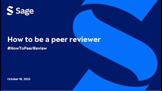 How to Be a Peer Reviewer Webinar