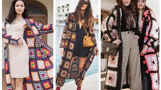 stunning designs of crochet Long cardigan / coats Boho cardigan granny square cardigan pattern