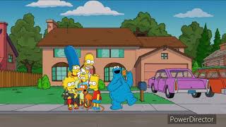 Cookie Monster meets The Simpsons Family