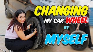 Changing My Car Wheel by MYSELF🛞DAY 7✅ 30 DAYS CHALLENGE🔥 - Kirti Mehra