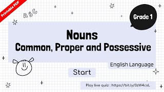 Nouns (Common, Proper and Possessive) - English Grammar Quiz