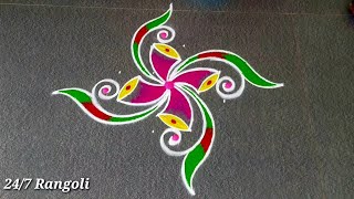 4x2 Dots Easy Daily Muggulu Design 🍀 24/7 Rangoli 🌺 Simple Kolam Designs🌺 Cute Chinna Muggulu Design