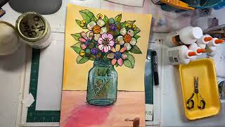 Part 3~final/Ball Jar Vase/mixed media demo (Previously recorded on FB live)