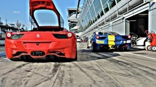 Ferrari 458 Challenge on Track Monza Loud Sound, Start and Accelerations