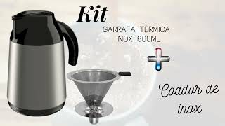 KIT GARRAFA TERMICA INOX FILTRO COADOR INOX UNITERMI