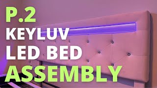 Keyluv Bed Frame with 4 Storage Drawers and Adjustable Crystal Button Tufted Headboard | Atrayu Bed