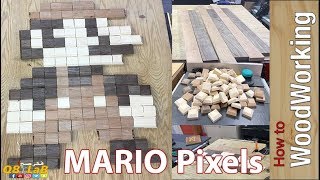 Making Wood Pixel Mario -  عمل ماريو من المربعات الخشبية