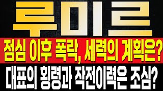 [루미르 주가전망] 오늘 아침 상승이 나왔지만 점심 이후 상당한 매도가 진행된 이유? 기존주주의 장난질이라고? 대표의 이전 회사 횡령과 주가조작에 대한 이슈도 조심할 부분?