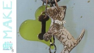 Mixed Media Monday - How to turn chipboard into aged metal - Dog Charm Pendant