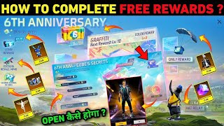 Open 🔥 6th Anniversary 🥳 Free Rewards | Event Free Fire Calendar | FF Max New Event Update Today