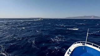 Boat Tour to the Volcanic Island of Nisyros - waves and strong wind | 4K