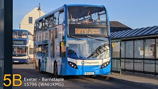 FULL ROUTE VISUAL | Stagecoach South West 5B: Exeter - Barnstaple | 15796 (WA61KMG)