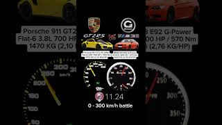 BMW M3 E92 V8 G-Power Supercharched 600 HP vs Porsche 911 GT2 RS 700 HP #acceleration