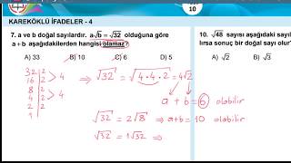 MEB Kazanım testleri (Kareköklü sayılar-4)