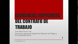 CLAUSULAS ESPECIALES DEL CONTRATO DE TRABAJO