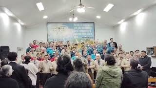 Concentración de hermanos ciclistas en Iglesia Evangélica Pentecostal Millantu, Chile.