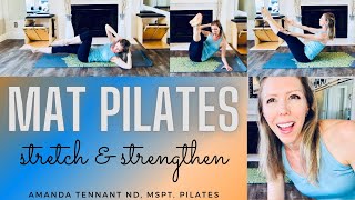 MAT PILATES STRETCH & STRENGTHEN Intermediate Workout CORE + BALANCE + MIND-BODY CONNECTION