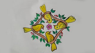 Creative Sparrow Rangoli | Latest Bird Kolams | Easy Rangoli by Kavis