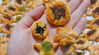 بيتي فور مالح 🧂 🍪 بالزعتر و السمسم 😋 و حبة البركة 🤤 و السماق 🤤4️⃣ أشكال ب 4️⃣ نكهات مختلفة 💯