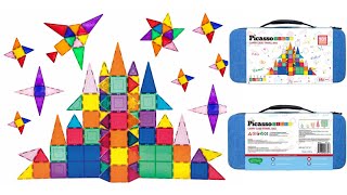 PicassoTiles PicassoToys Magnetic Building Blocks STEM Toys with Carry Case Portable Travel Tote