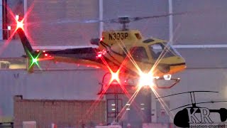 Rescue helicopter take off at night from Modesto, CA