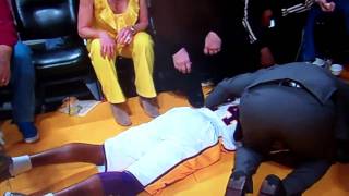 KOBE GETS KNOCKED OUT BY FAN! AFTER MAKING A HALF COURT BUZZER BEATER