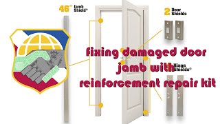 Door kicked in repair - fixing damaged door jamb with reinforcement repair kit - EZ Armor Combo set