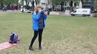 Shirley Debono protesting against Indeterminate Sentence for Public Protection in Parliament Square