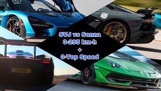 Lamborghini Aventador SVJ vs Mclaren Senna 0-295 and 0-top speed