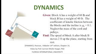 DYNAMICS, Example 14.3.7 Principle of Work and Energy