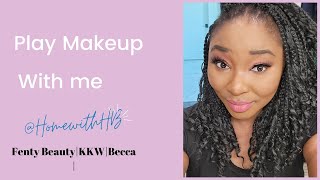 Play Makeup With Me, Fenty Beauty, KKW eye shadow palette, Becca foundation. Have fun with Makeup