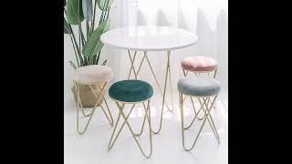 Modern Metallic & Velvet Based Side Table & Stool... for more details WhatsApp on 9084513569